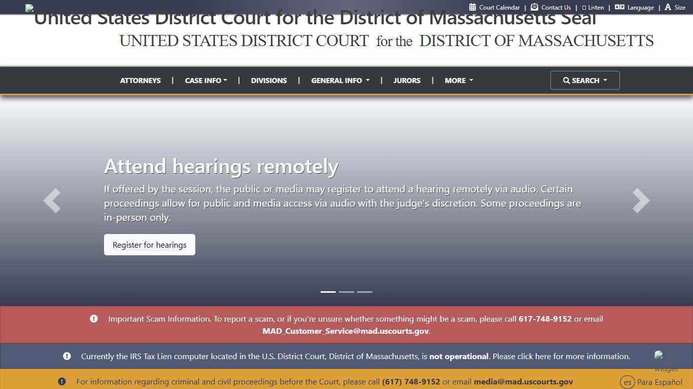 Home | United States District Court for the District of Massachusetts