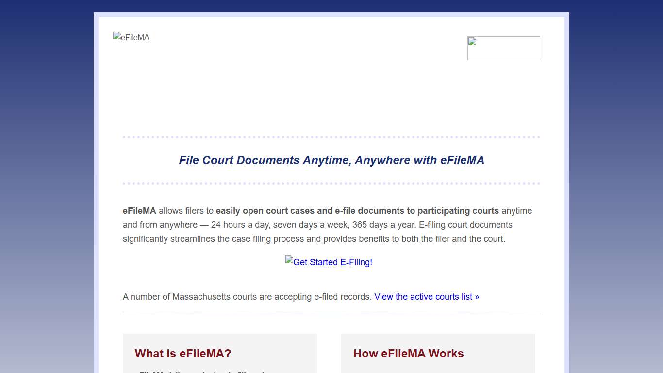 eFileMA | Massachusetts Court System