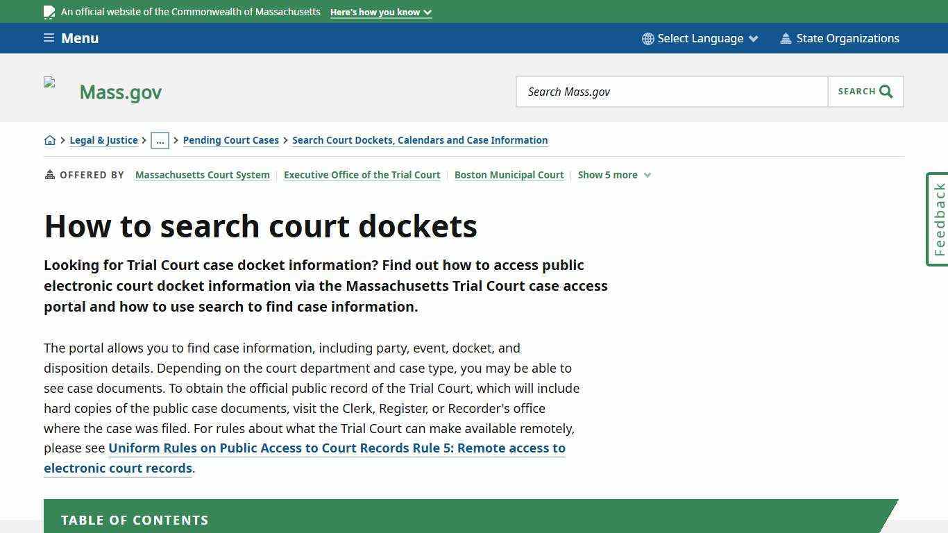 How to search court dockets | Mass.gov